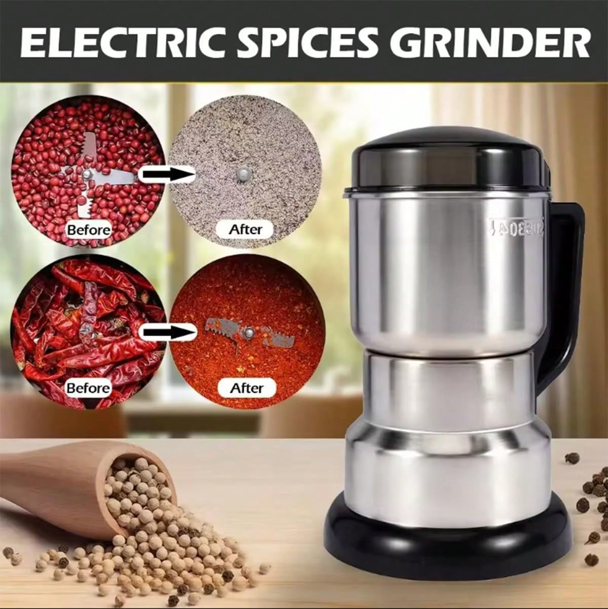 Coffee Bean Grinder Electric - Coffee Grinder, 300W Powerful Motor, 4-Blade